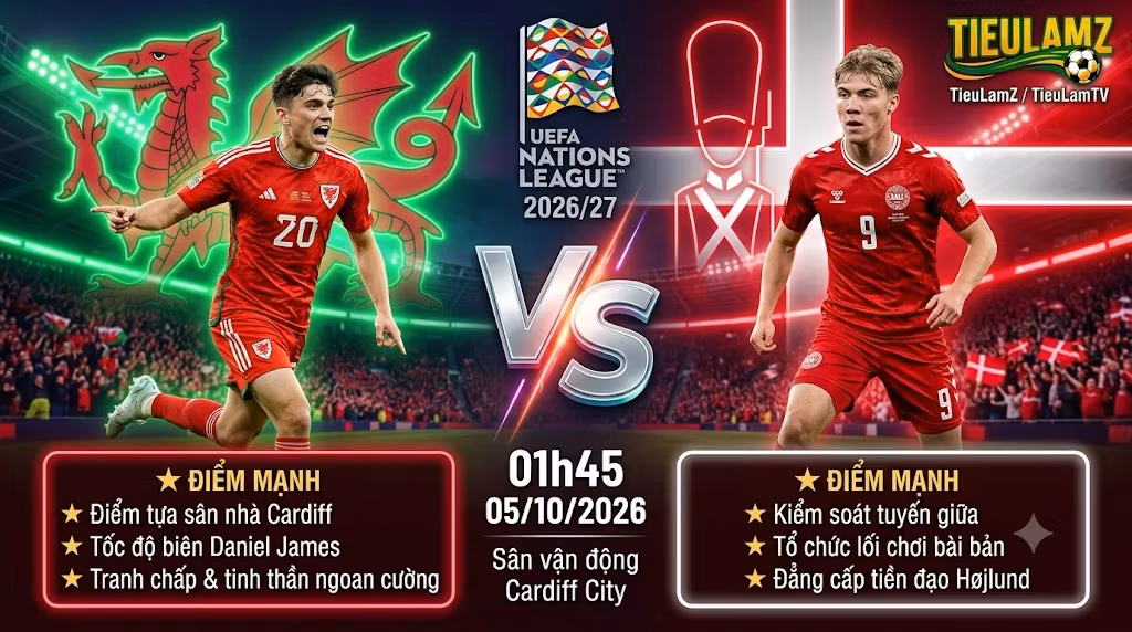 Nhận định Wales vs Đan Mạch (01h45 05/10): Hiểm địa Cardiff